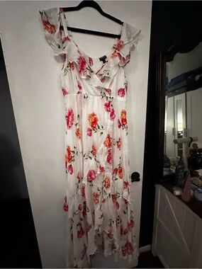 torrid White Maxi Dress with Pink & Orange Floral Print
